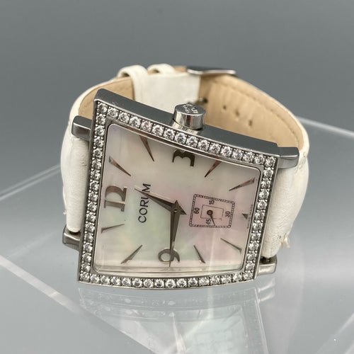 Corum Trapeze Stainless Steel Mother of Pearl Dial Diamond Bezel Watch 106.404.4
