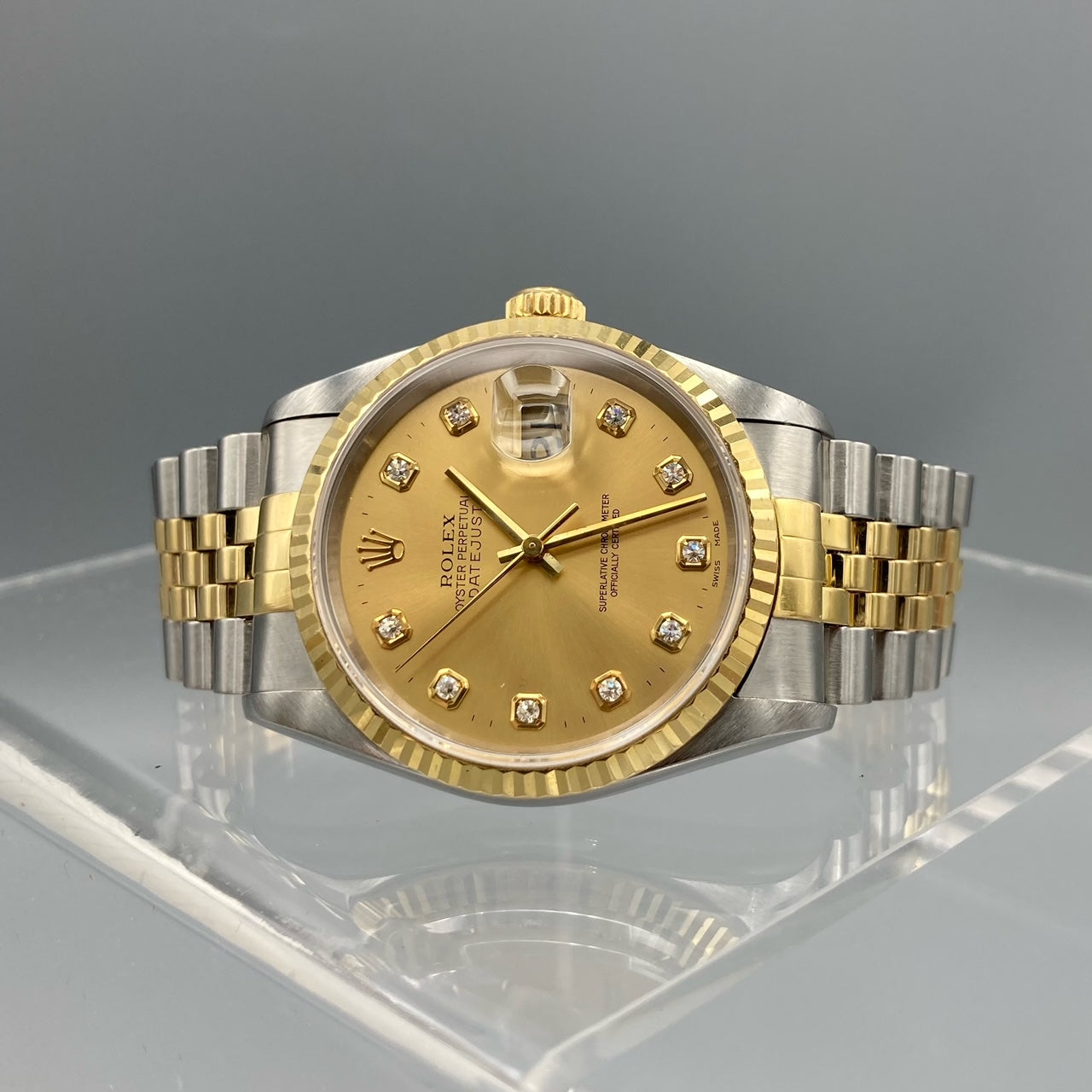 Rolex Datejust 36 Champagne Diamond Dial SS/18kt Solid Gold - 16233
