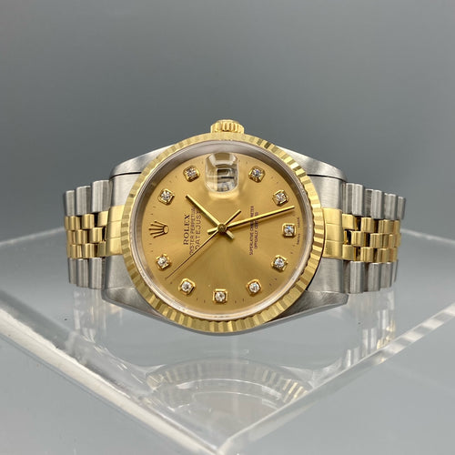 Rolex Datejust 36 Champagne Diamond Dial SS/18kt Solid Gold - 16233