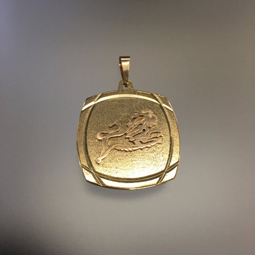 Vintage Leo Zodiac Pendant 10K Gold