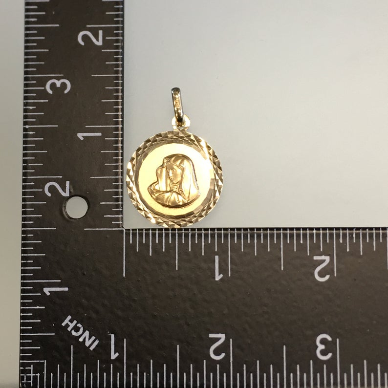 Vintage Veiled Madonna Pendant in 14k Gold