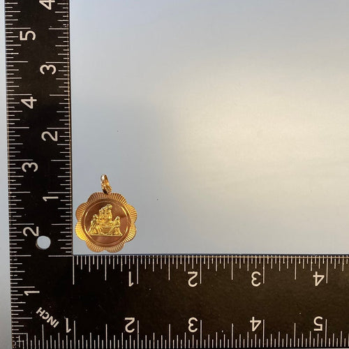 Pendentif Ave Maria Vintage Reine du Très Saint Rosaire en Or 18K