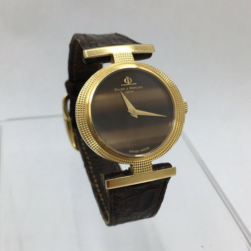 Baume & Mercier 18K Gold Tiger Eye Dial Watch 36618