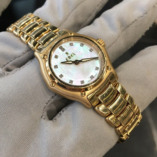 Ebel Lady's 18K Yellow Gold Mother of Pearl with Diamond Dial 1911