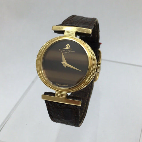 Baume & Mercier 18K Gold Tiger Eye Dial Watch 36618