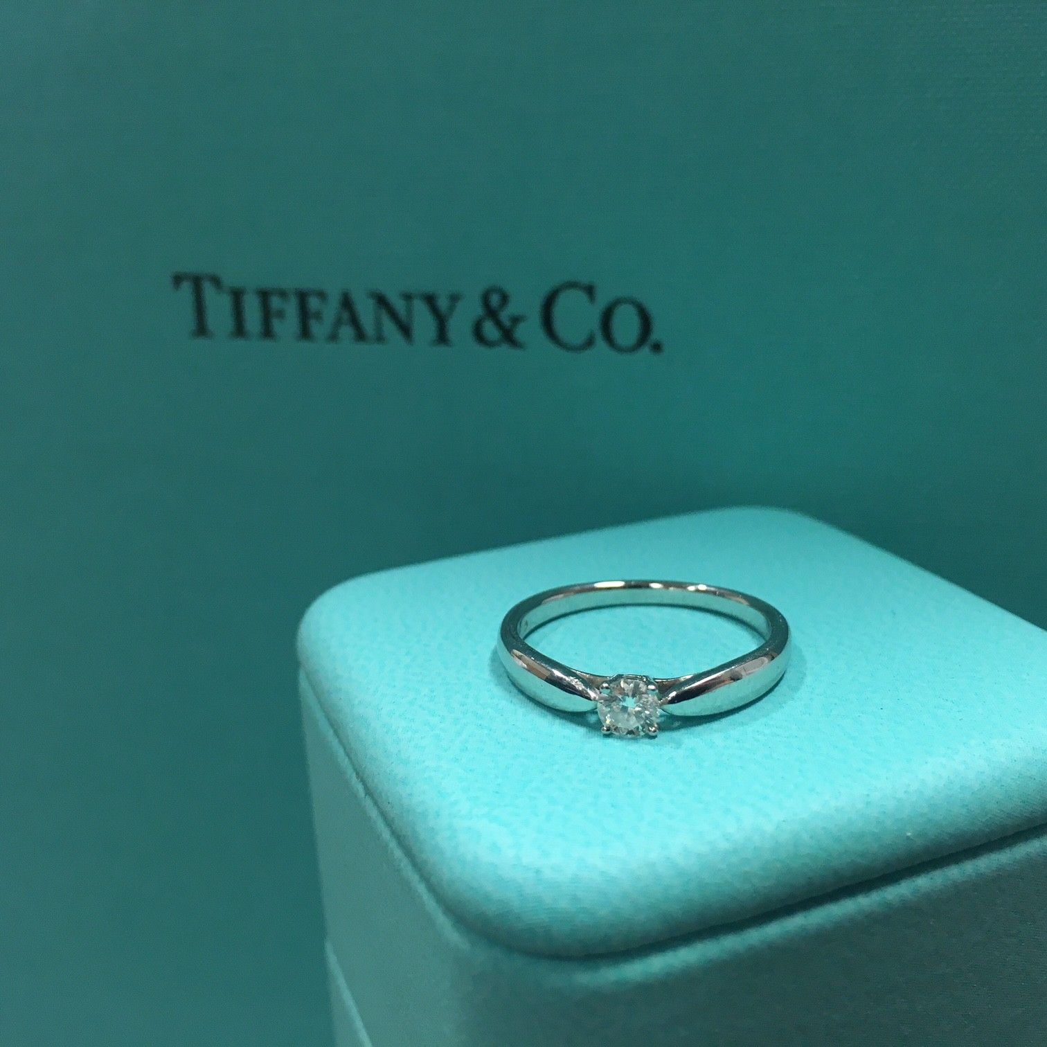Tiffany & Co. Platinum Diamond Engagement Ring .18ct