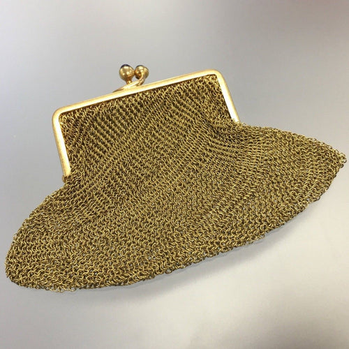 18k Gold Antique Chainmaille Miniature Mesh Coin Purse Chatelaine 750